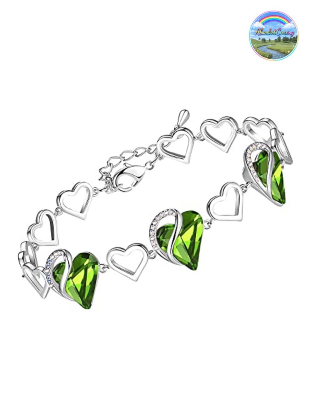 Link Charm Bracelet with Birthstone Crystal, Rhodium Plated, Lobster Claw